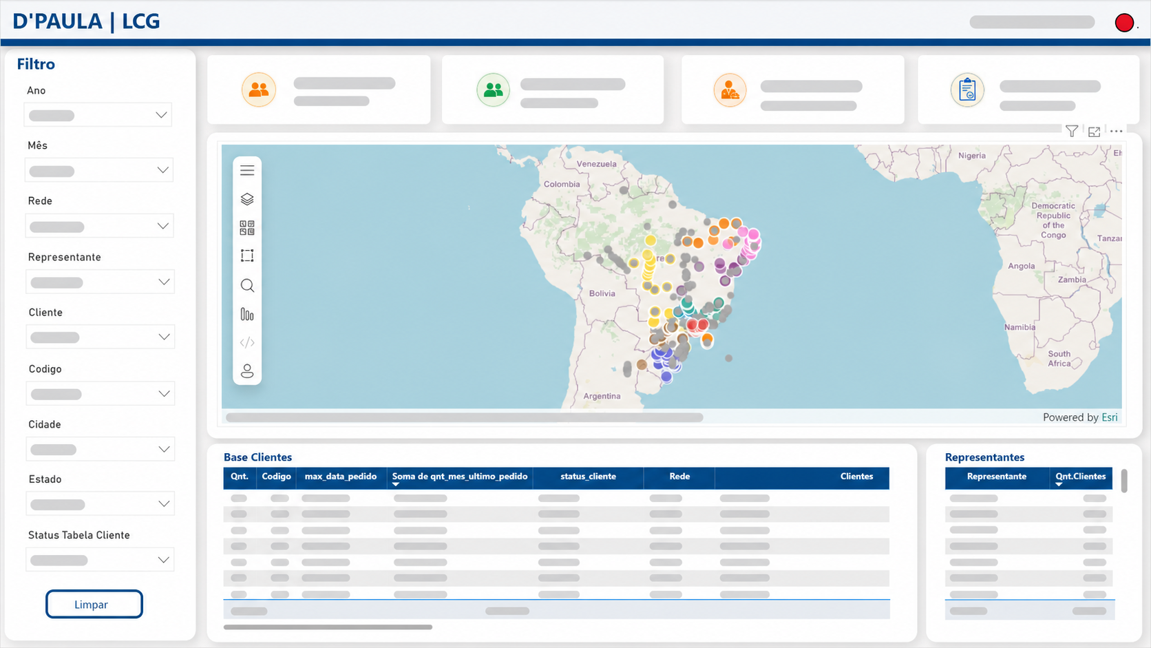 Dashboard Power BI geolocalizacao de clientes com dados anonimizados